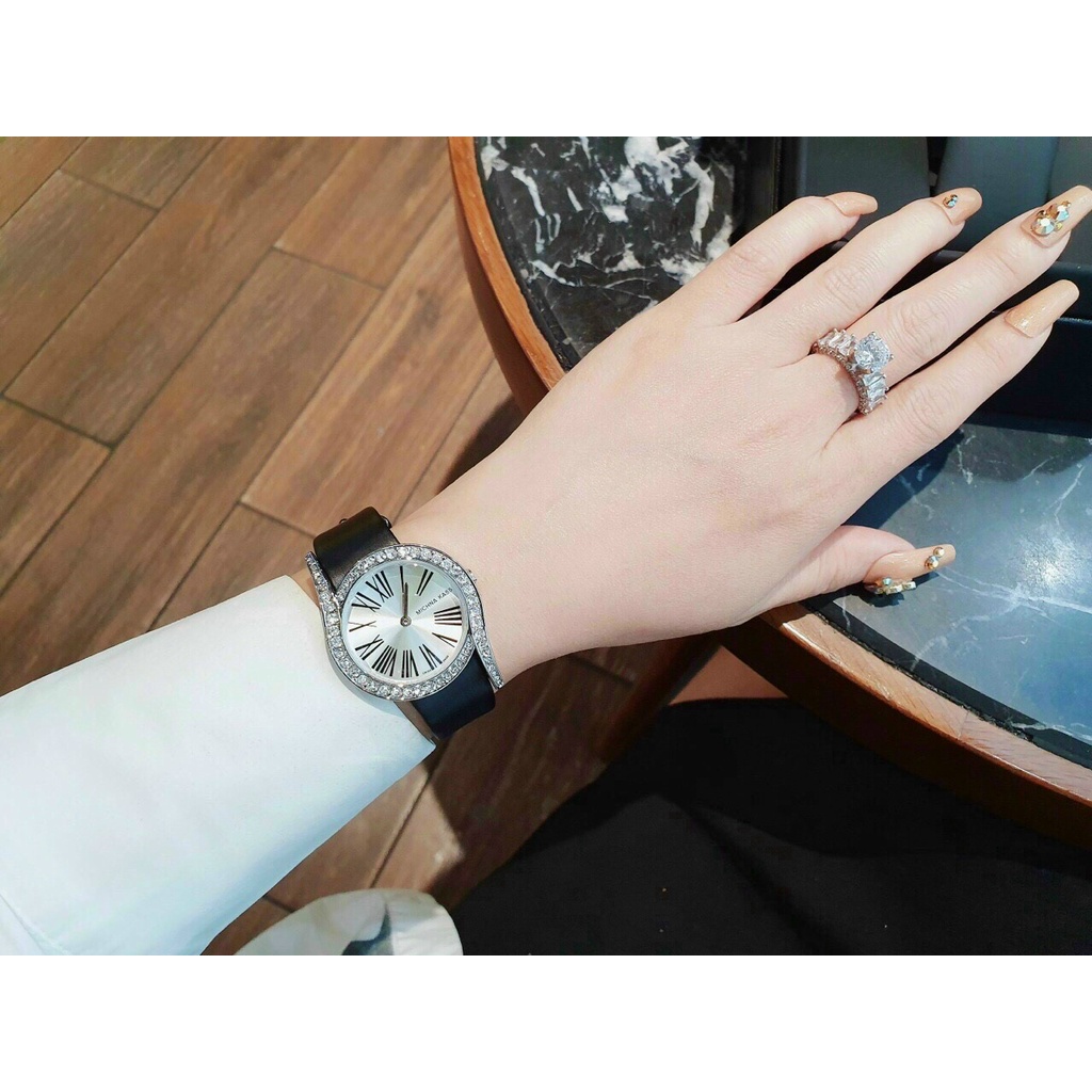 Đồng hồ nữ dây da, đồng hồ đeo tay nữ MICHNA KASS viền đá cao cấp, chống thấm nước, thời trang mới nhất, giá siêu rẻ
