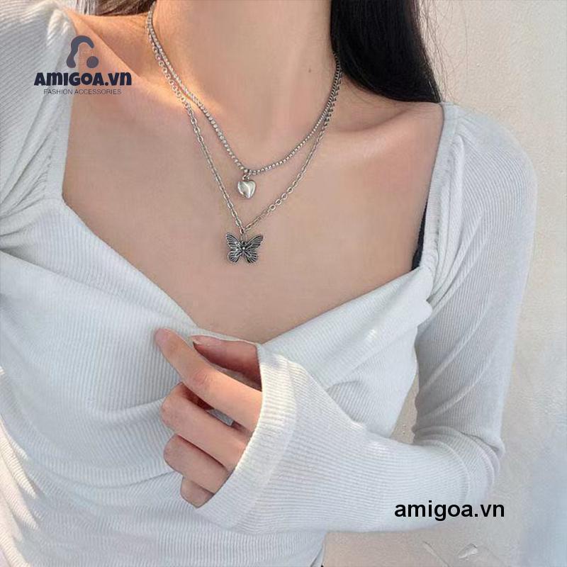 ✨✨vòng cổ Choker Mặt Trái Tim Và Bướm Đơn Giản Thời Trang Hàn Quốc Cho Nữ