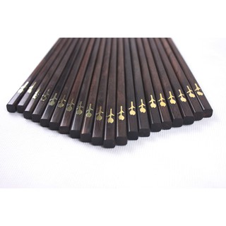 Đũa gỗ trắc đen khảm hoa hồng đồng D010