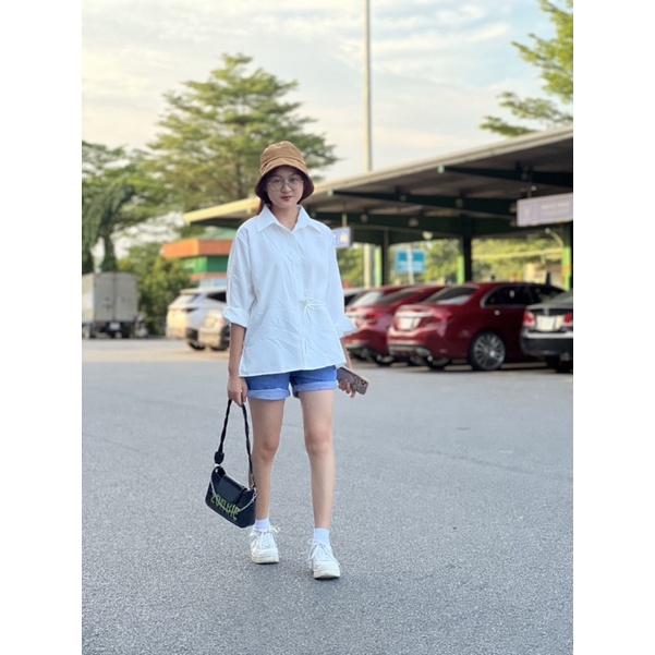 Sơmi  buộc nơ sườn cá tính - ảnh thật