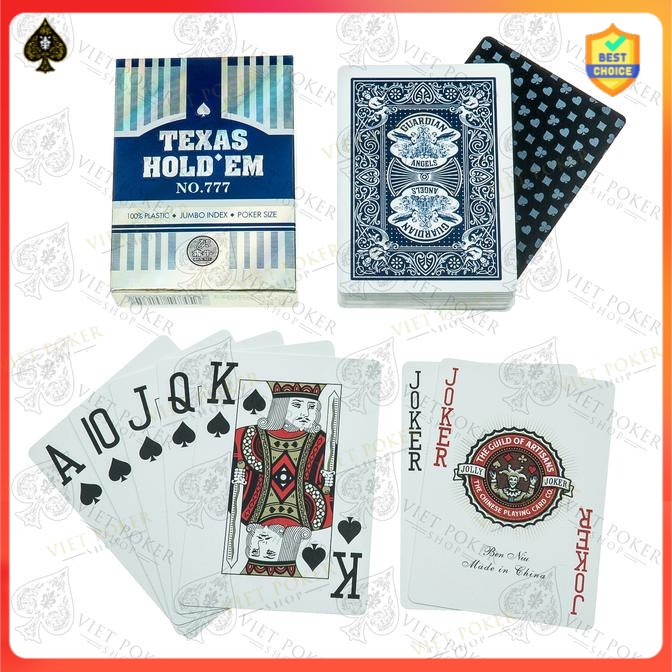 Bài nhựa Poker Texas Hold'em 777 - chống cong, chống nước hoàn hảo