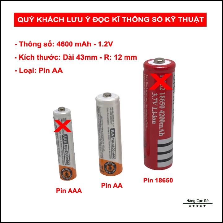 Pin sạc AA (2A) loại tốt Ni-MH 4600mAh 1.2V 🔋 Freeship 🔋 - Pin tiểu Cycle Energy Rechargeable (1 viên) - Shop Hàng Cực