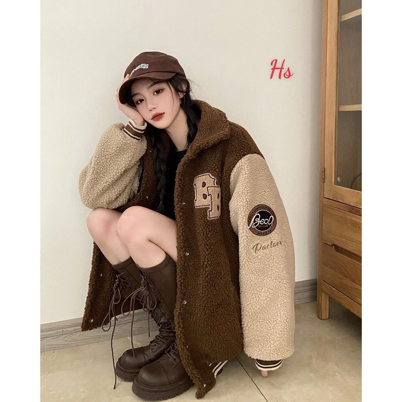 Áo khoác bomber lông cừu-Áo hoddie thêu chữ BeerBro phối 2 màu lót trần bông cao cấp MEMN 1186