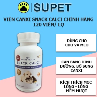 Canxi cho chó mèo SNACK CALCI hộp 120 viên, bổ sung canxi, omega 3, 6 chăm sóc da, lông, xương
