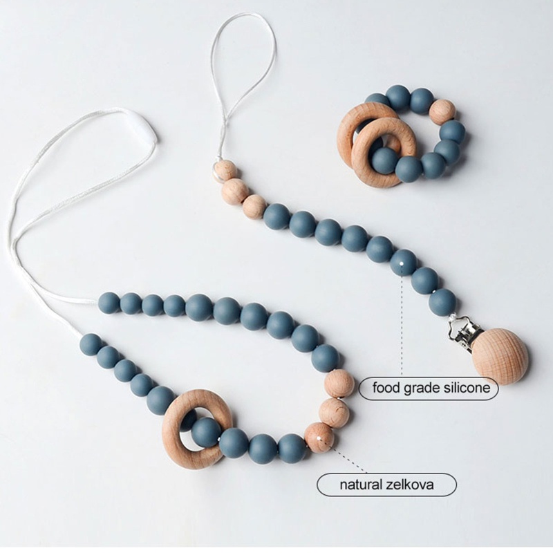 Set 3 Dây Đeo Cổ / Vòng Đeo Tay / Núm Vú Giả Bằng Silicon Không BPA DIY Giá Đỡ