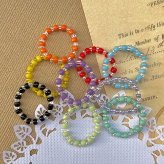 Handmade - Nhẫn hạt cườm phong cách retro nhiều màu