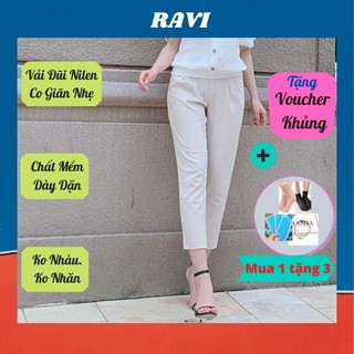 Quần Baggy Đũi 💖𝑭𝑹𝑬𝑬𝑺𝑯𝑰𝑷💖Baggy Nữ 9 Tấc Dày Dặn Không Nhăn Cạp Chun Sau Khóa Kéo Trước