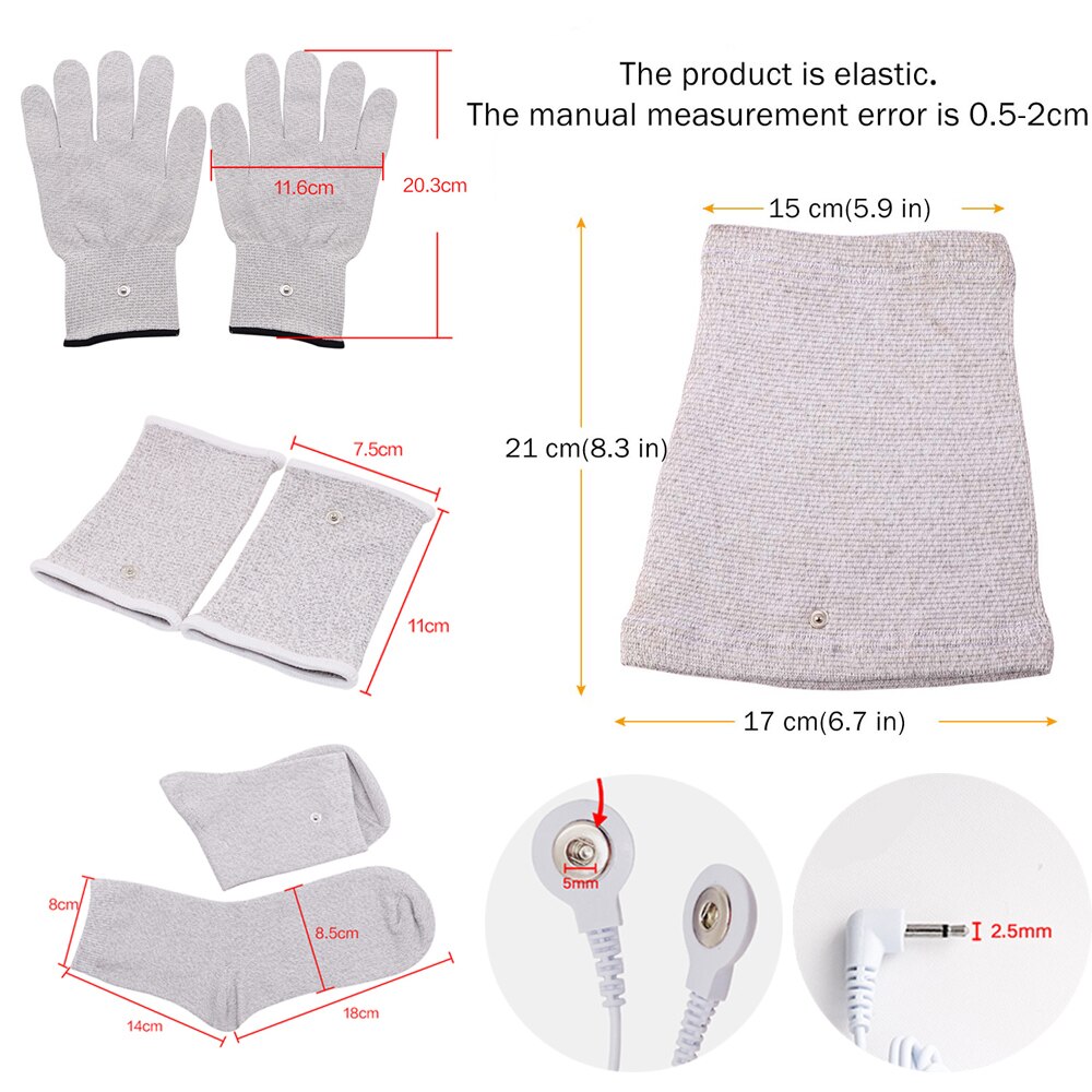 Bộ Dụng Cụ Hỗ Trợ Phục Hồi Điện Trở TENS / EMS + Vớ + Đệm Đầu Gối + Đệm Quấn Dây 2.5MM