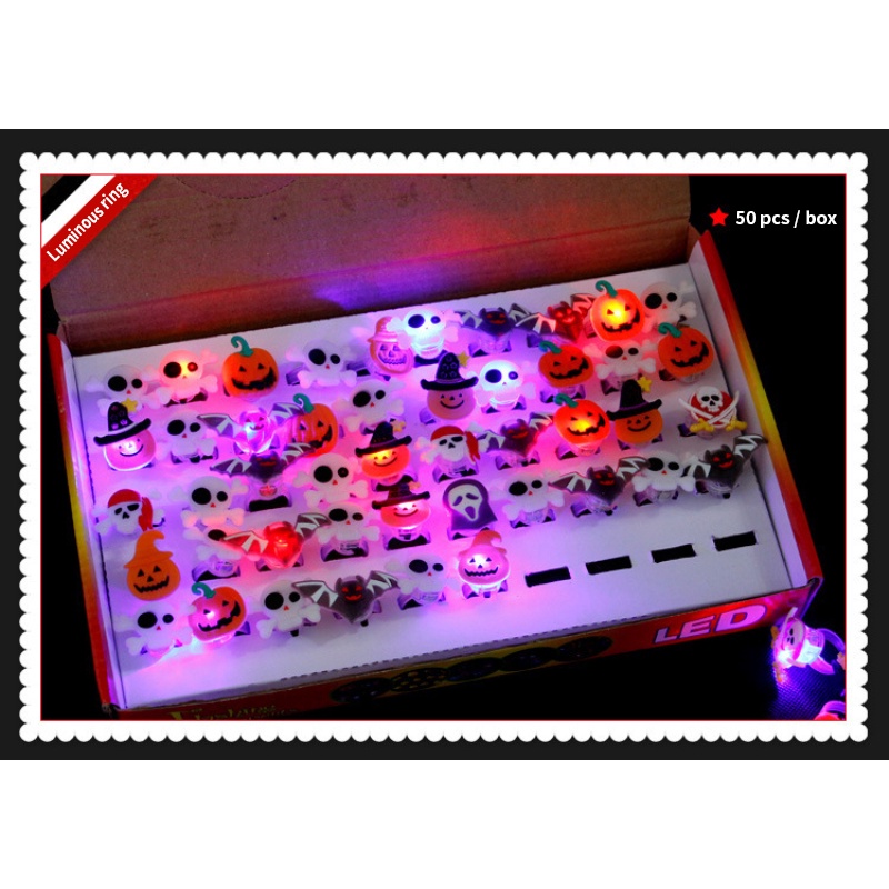 Nhẫn Đèn led Phát Sáng Hình Đầu Lâu / Bí Ngô Dễ Thương Trang Trí halloween Cho Trẻ Em