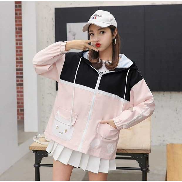 Áo khoát nữ mèo túi hộp 2 lớp nón có tai - khoác đẹp | BigBuy360 - bigbuy360.vn