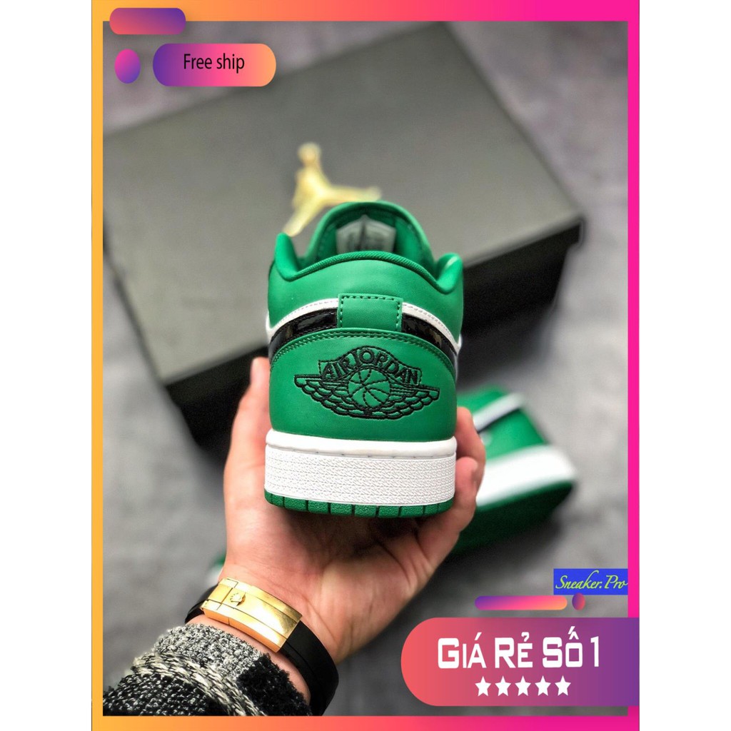 Giày thể thao AIR JORDAN 1 Low Pine Green thấp cổ màu xanh trắng siêu đẹp dành cho nam nữ