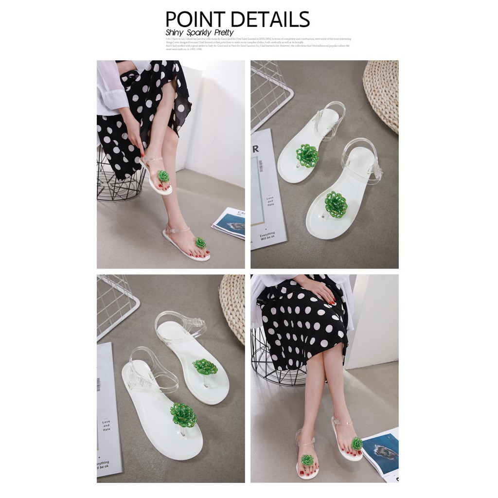 Xăng đan Đế Bằng Đính Hoa Ngọc Trai Phong Cách Bohemian Size 35-40 Thời Trang Cho Nữ