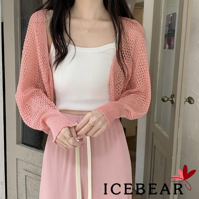 Áo Cardigan Dệt Kim Tay Dài Dáng Rộng Màu Trơn Khoét Lỗ Trước Ngực Thời Trang Cho Nữ