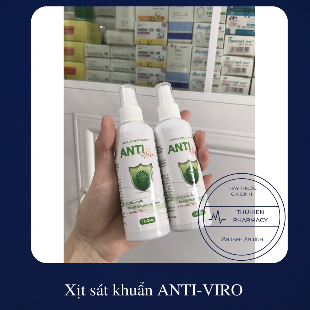 Dung dịch xịt rửa tay khô ANTI-VIRO kháng khuẩn, ngăn ngừa vi.rus và các bệnh truyền nhiễm | BigBuy360 - bigbuy360.vn