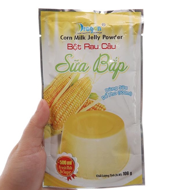 Bột rau câu Dragon vị trái vải /  sữa bắp gói 106g