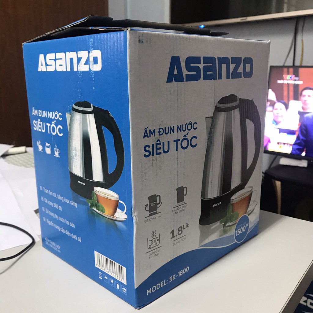 Ấm siêu tốc bình đun Asanzo SK-1800 SK1800 bảo hành 6 tháng