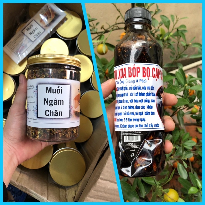 Muối ngâm chân +Rựu Xoa bóp - Combo cho người đau tê bì tay chân