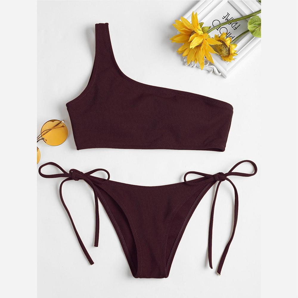 Bikini màu trơn phối dây cột quyến rũ