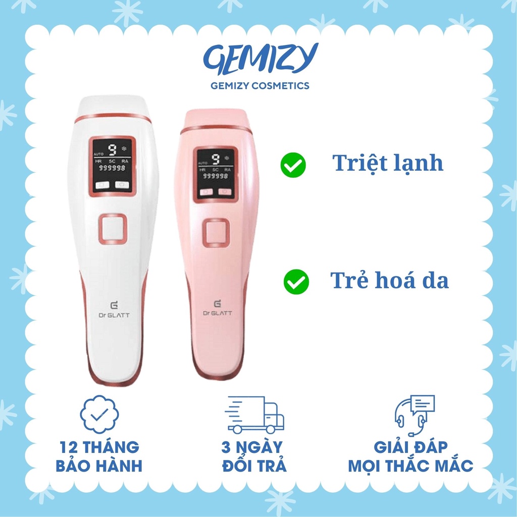 Máy triệt lông mini Dr Glatt IPL PRO, triệt vĩnh viễn tại nhà trẻ hoá làn da - Gemizy Shop