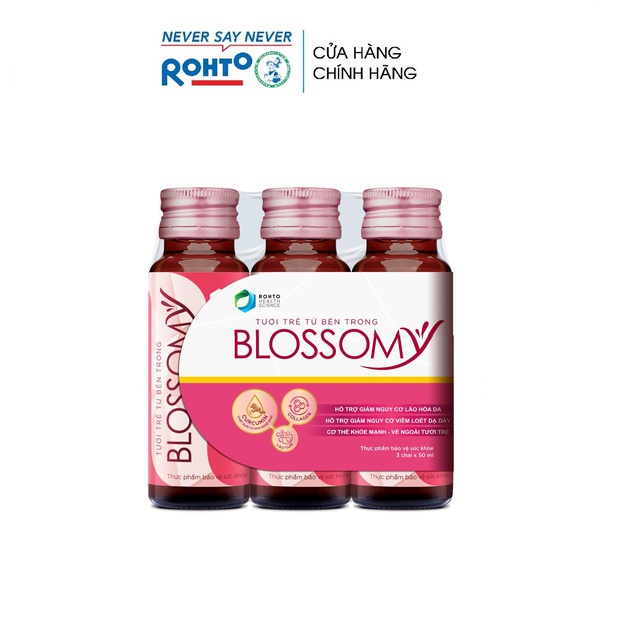 Thực phẩm bảo vệ sức khỏe giúp da sáng đẹp và dạ dày khỏe Blossomy lốc 03 chai x 50ml