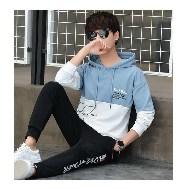 Áo hoodie teen nam chất nỉ phối màu in họa tiết thời trang hàn