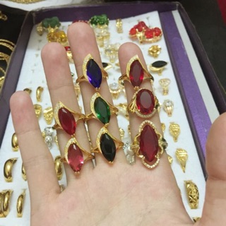 Nhẫn nữ hạt trám mạ vàng các màu