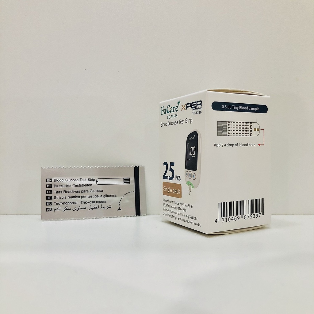 Que thử đường huyết Glucose dành cho máy đo Facare 5 trong 1 FC-M168  - Hộp 25 que thử