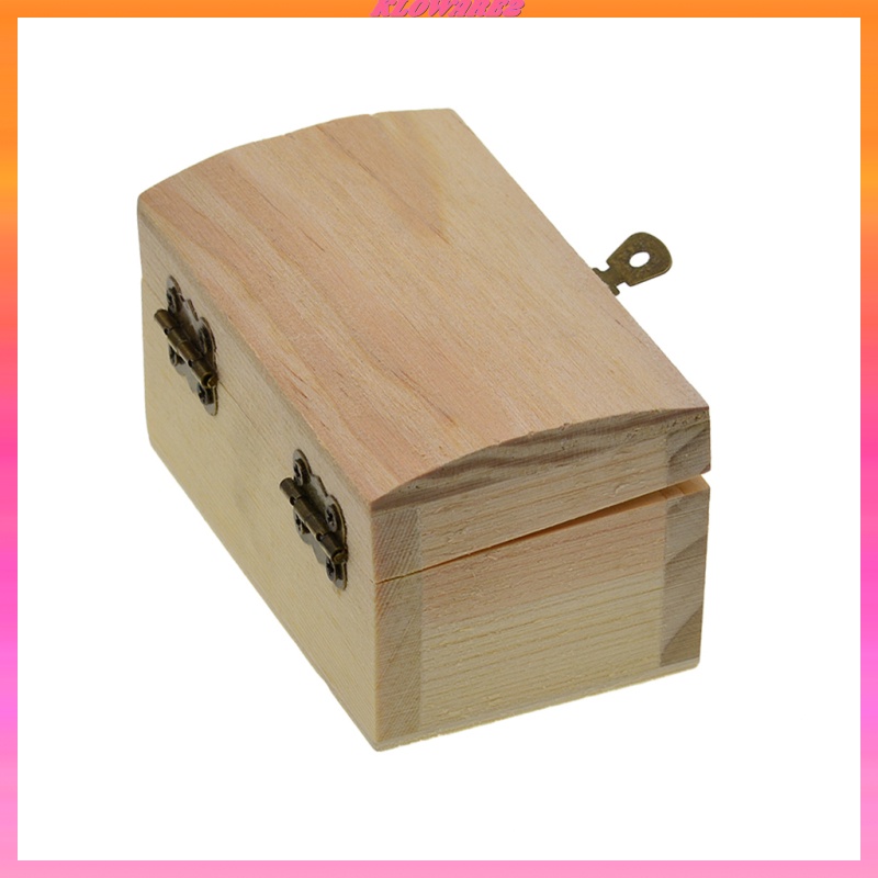 [KLOWARE2]Unpaint Natural Wooden Storage Box Jewelry Gift Memory Small Chest Craft Box