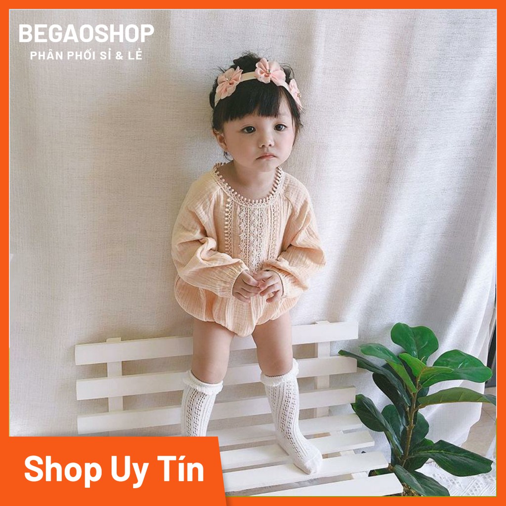 Set body sơ sinh cho bé BabyGao 3 chi tiết vớ + áo body + băng đô cho bé gái cực đáng yêu