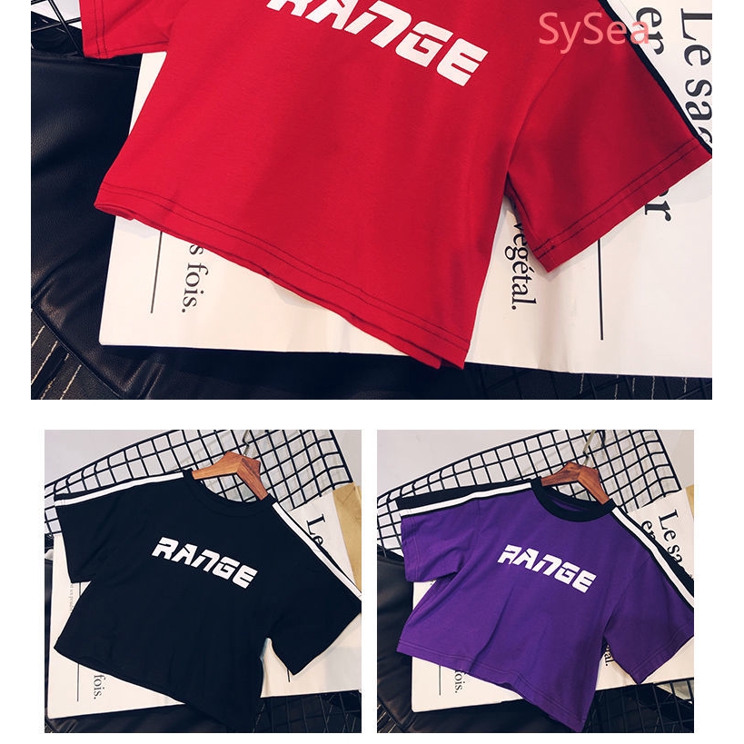 Áo Thun Croptop Tay Cộc Cổ Tròn Phong Cách Hàn Quốc Cho Nữ