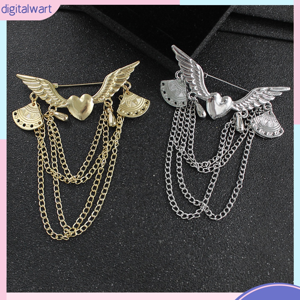 Ghim cài áo dáng dài thiết kế cánh thiên thần phong cách retro