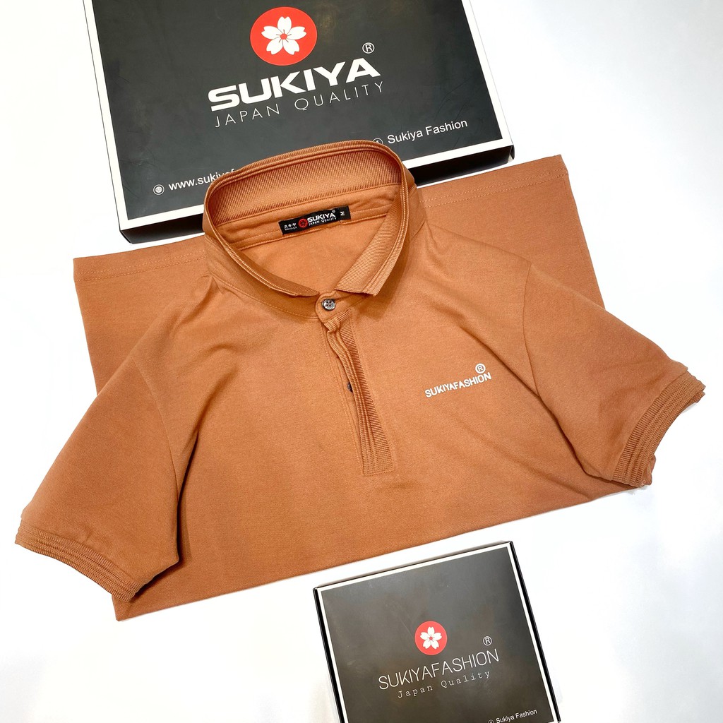 Áo thun nam SUKIYA cổ bẻ Gân dệt kim AT06