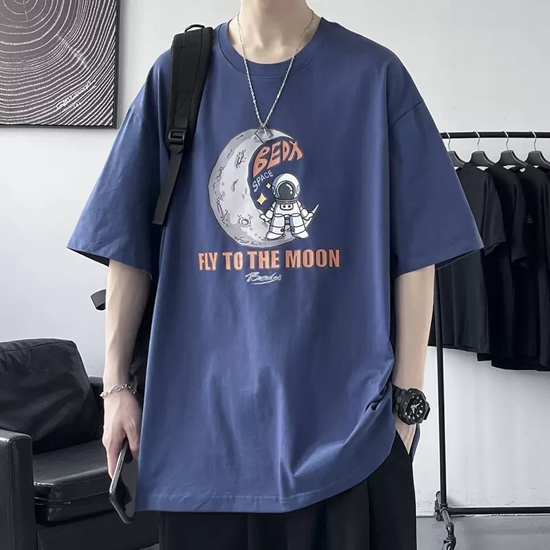 Áo thun phông nam nữ PINK tay lỡ form rộng FLY TO THE MOON Unisex