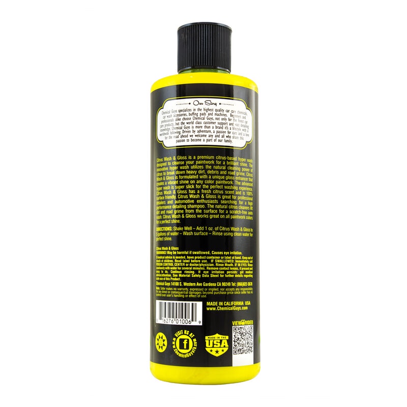 Nước rửa xe ĐẬM ĐẶC, HƯƠNG CHANH, TĂNG CƯỜNG BÓNG thương hiệu CHEMICAL GUYS CITRUS WASH & GLOSS -Mỹ  473ml