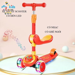 Xe trượt scooter có ghế ngồi, có nhạc có đèn phát sáng/xe scooter nhựa - sắt 3 bánh có đèn - min kids