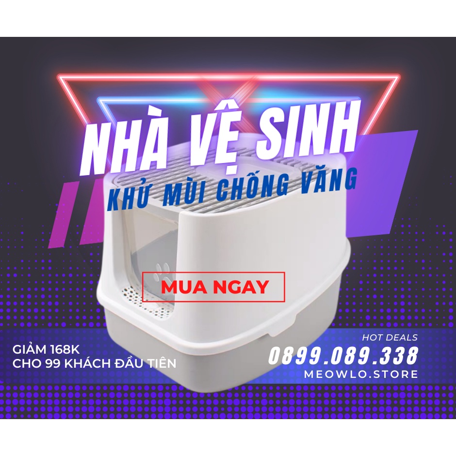 Nhà vệ sinh khử mùi cho mèo chống văng cỡ lớn 💓 hộp khay cát cho mèo siêu tiện lợi 💓cỡ lớn siêu bự cho mèo