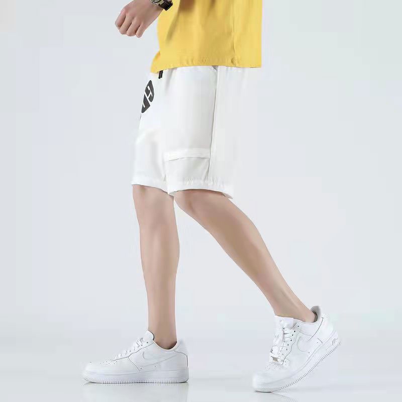 Quần Short Dây Rút Ống Rộng Màu Sắc Trơn Nhanh Khô Cho Nam