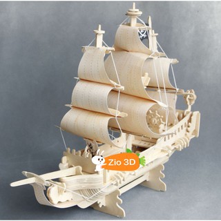 Mô Hình  Lắp Ráp Gỗ 3D Tàu Cướp Biển Pirate Ship