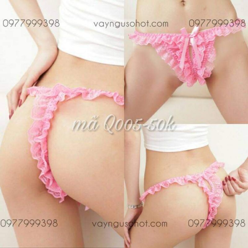 quần lót nữ quần xẻ đáy không đũng ren hoa sexy gợi cảm