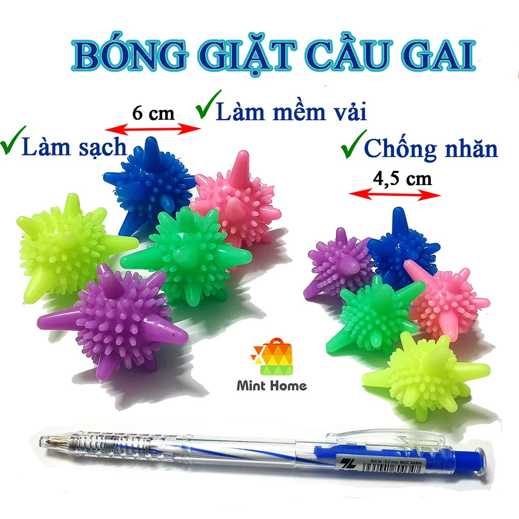 Bóng giặt quần áo cầu gai viên, banh bóng gai mini máy giặt đồ thay thế nước giặt, xả, tẩy siêu sạch chống nhăn quần áo