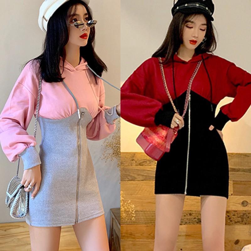 Đầm Hoodie Dài Tay Phong Cách Hàn Quốc Trẻ Trung Dành Cho Nữ