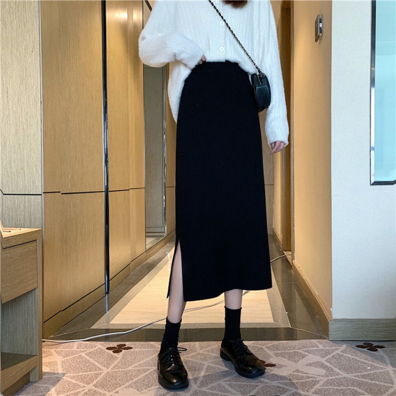 Chân Váy Len Dài Lưng Cao Xẻ Tà Thời Trang Cho Nữ | BigBuy360 - bigbuy360.vn