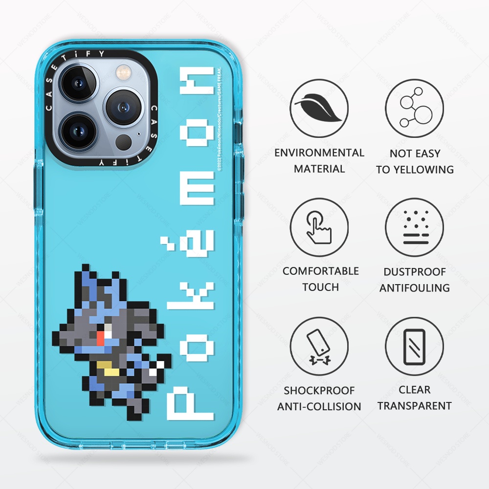 Transparent Fashion Brand Casetify Unity Pixel Pokemon Cartoon Cute Giant Lucario Case For  11 Xr 13 Mini X Xs Max 12 Pro 7 8 Plus Soft Shockproof Clear Tpu Protective Cases