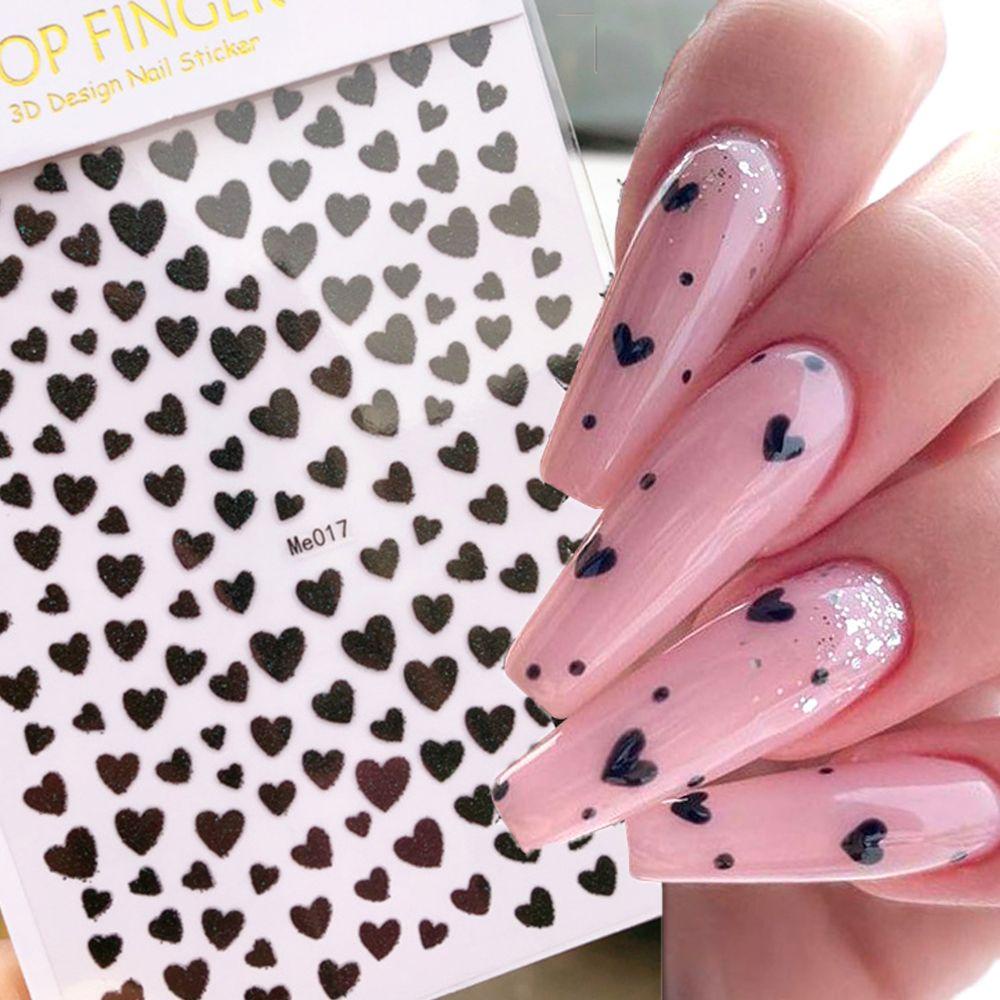Miếng Dán Trang Trí Móng Tay Hình Trái Tim Lấp Lánh Xinh Xắn