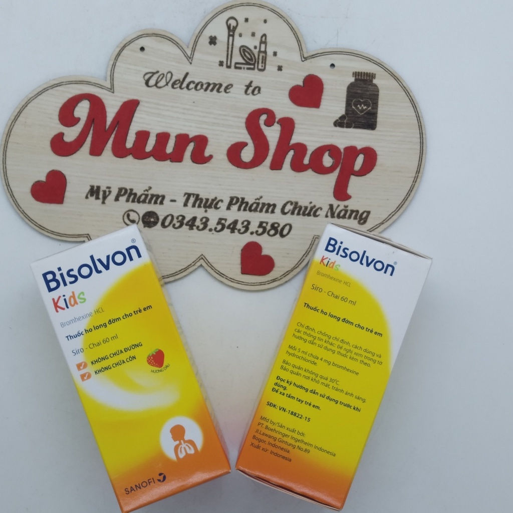 Siro BISOLVON KIDS hương dâu chai 60ml