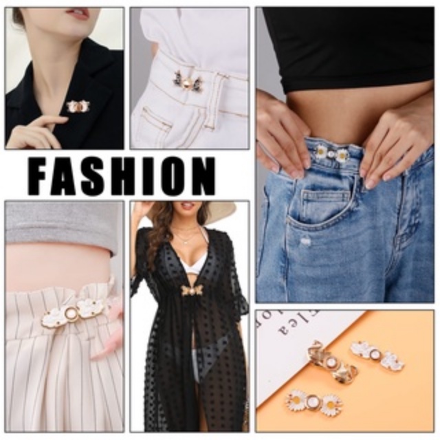 [2 Set Nút Kim Loại Hình Hoa Cúc Có Thể Điều Chỉnh Được Dùng Để May Quần Áo Diy