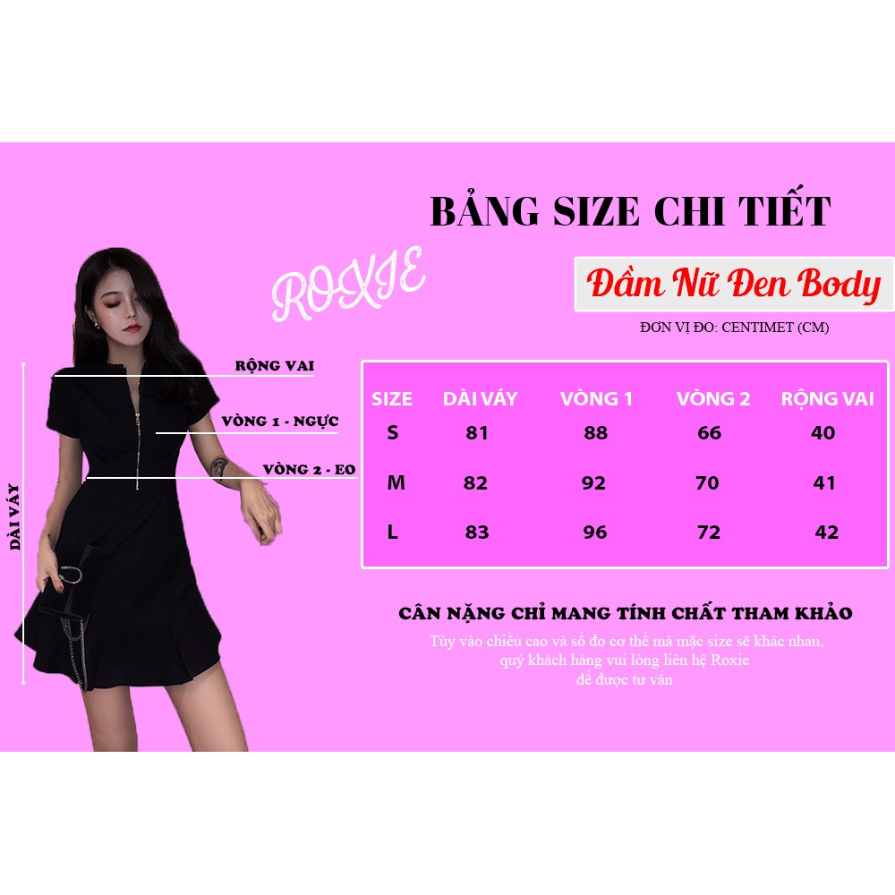 Đầm nữ dáng ngắn xòe ôm body, Đầm đen dự tiệc phong cách ulzzang Hàn Quốc - Roxie