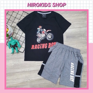 Bộ thun cotton bé trai tay ngắn quần đùi họa tiết hình size đại 22 đến 35 ký - Hirokids