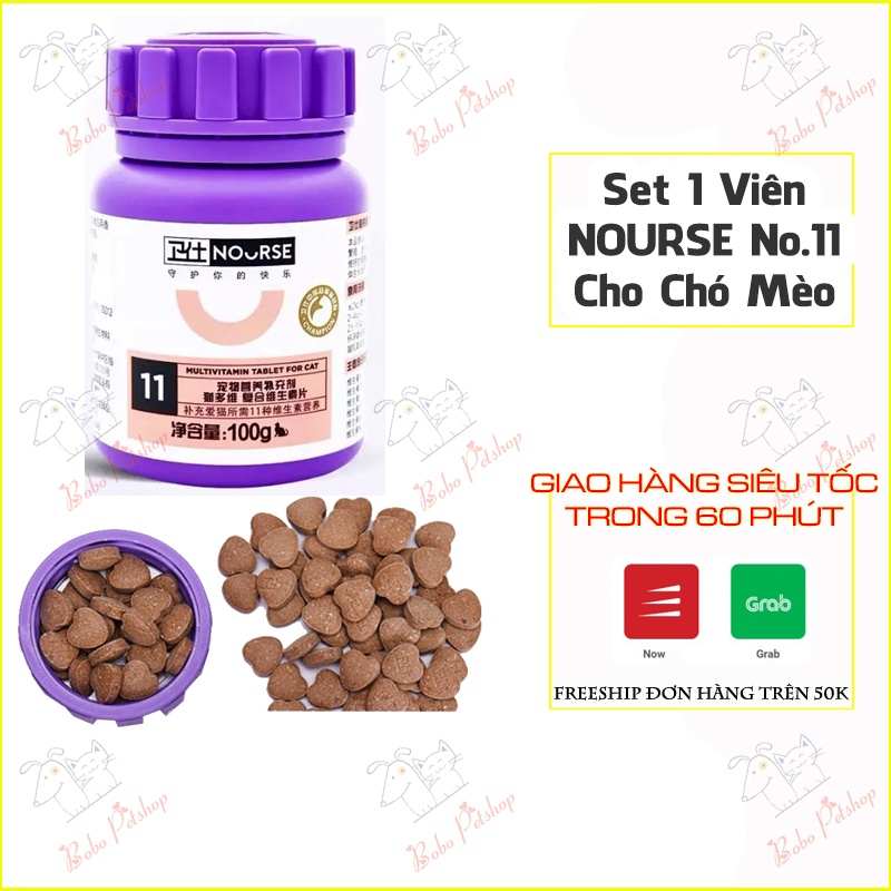 Viên Nhai NOURSE 11 Bổ Sung Vitamin Toàn Diện Cho Chó Mèo Set 1 Viên Mọi Lứa Tuổi Giá Rẻ - Bobo Pet Shop Hà Nội