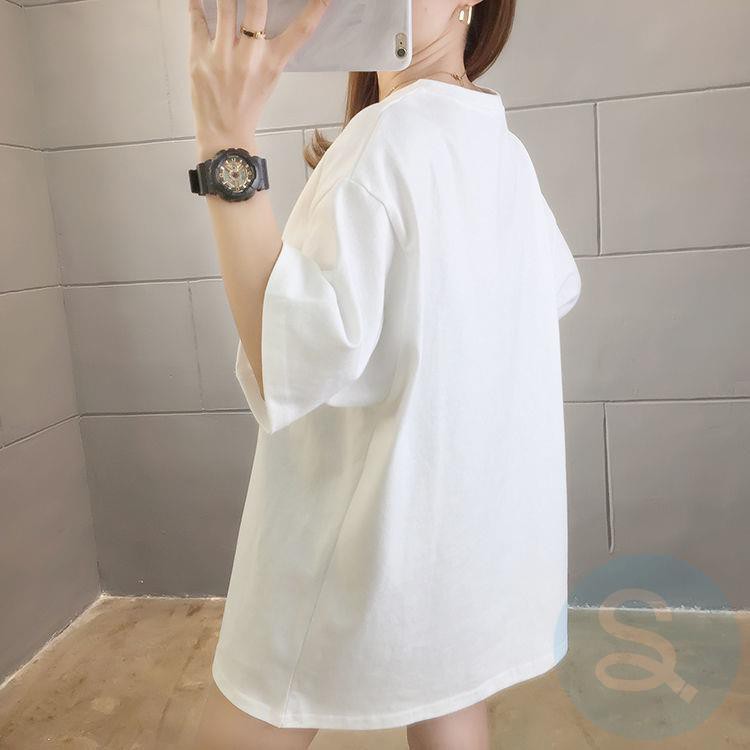 ๑¤Cotton-covered belly slimming plus size women s short-sleeved T-shirt women s new Korean style loose mid-length student shirt ins trend